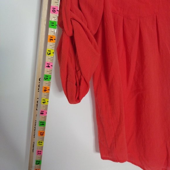 JOIE Womens Cuffed Collared Button Up Top Xs Red Cotton - Picture 4 of 10